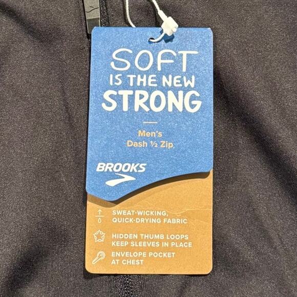 NWT Brooks Mens Pullover 1/2 Zip Dash Athleisure Minimalist Normcore Black Large - Picture 4 of 9
